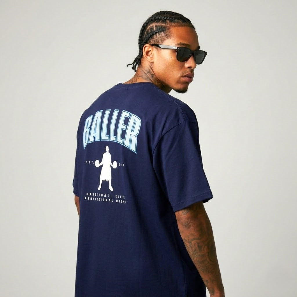 Espalda de remera Baller Elite azul